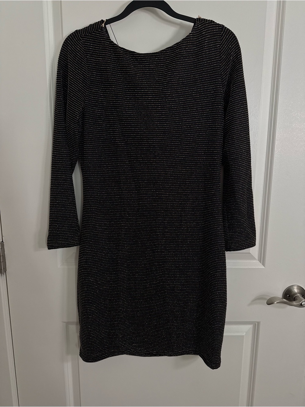 Women's Black Sparkle Boatneck Sheath Dress